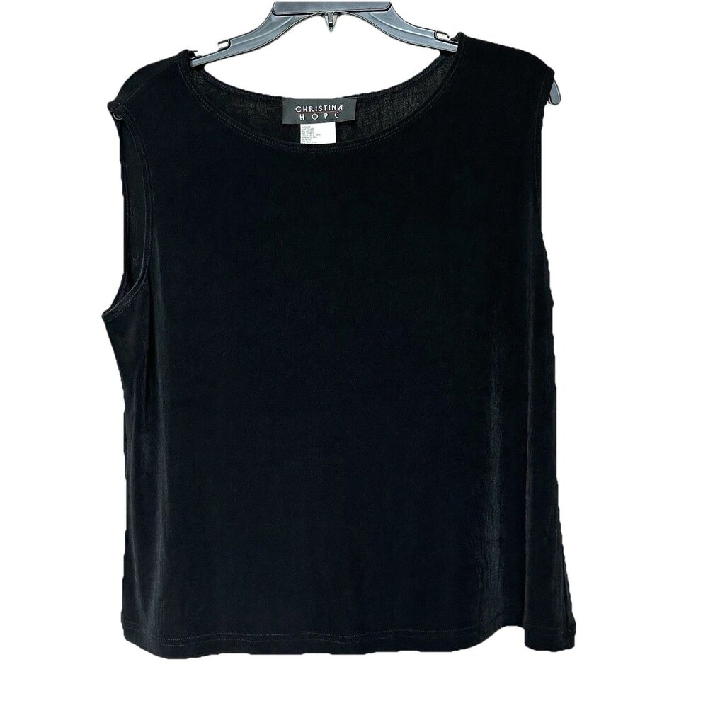VTG Christina Hope Top XL Pullover Sleeveless Slinky Stretchy Capsule Emo Black